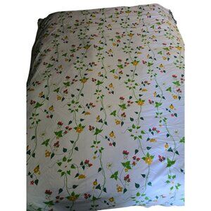 Vintage JcPenney Strawberry Flower Print Sheet Farmhouse Retro